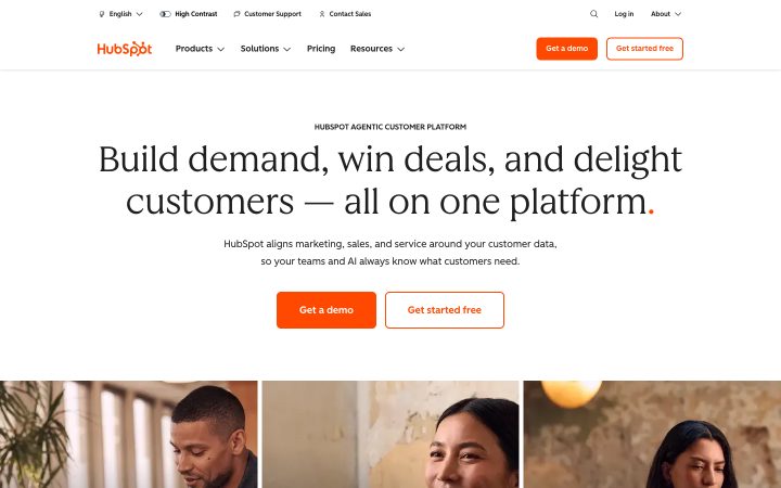 Screenshot of the hubspot.com homepage, captured oct 8. Opens the full capture.