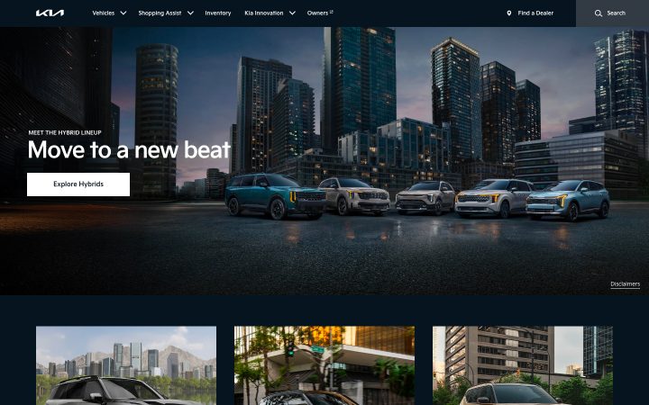 Screenshot of the kia.com homepage, captured sep 16. Opens the full capture.